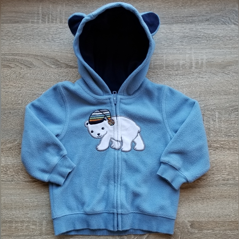 2011 vguc Gymboree 18-24 months fleece zip-up hoodie "Snow Bear" line